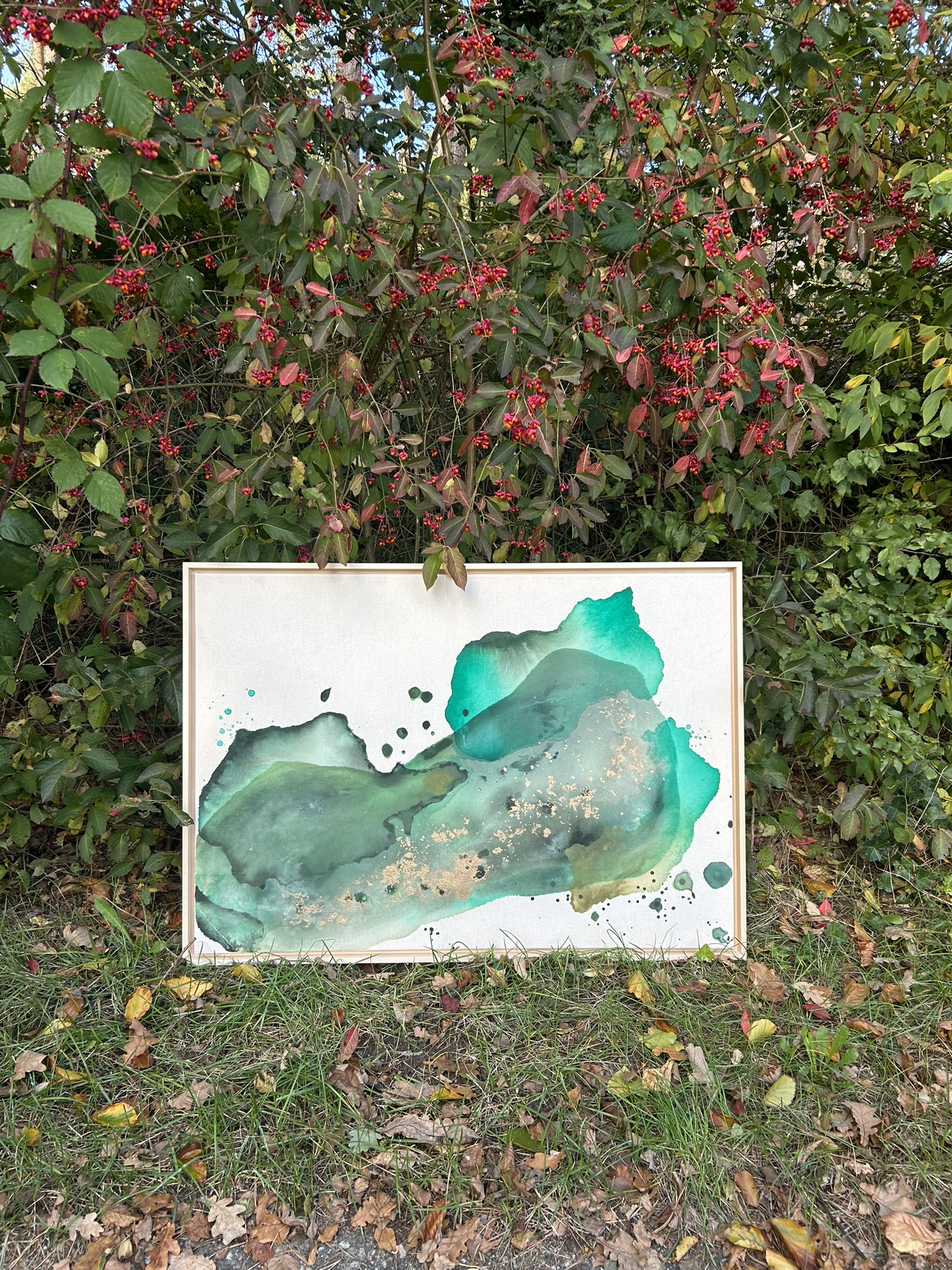 Schwestern, 2025, Acryl und Gold auf roher Baumwollleinwand, Ansicht 3